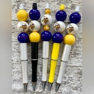 Minnesota Vikings - Bundle of 5 beaded pens or buy individual pens.